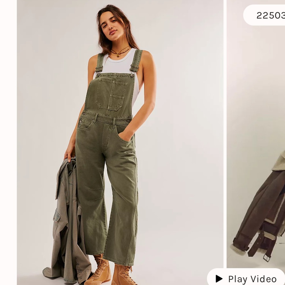 Free people good luck barrel overalls size large nwot